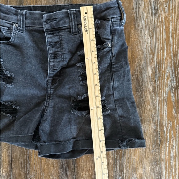 American Eagle Next Level Stretch Women’s Black Button Fly Denim Shorts Size 4 - Picture 5 of 8